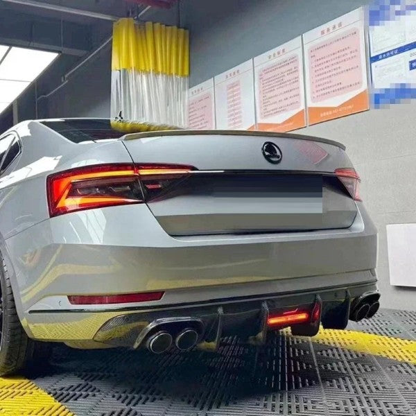 Car Craft Compatible With Skoda Superb 2015-2023 Rear After Bumper Lip Splitter Skirts Diffuser Glossy Black - CAR CRAFT INDIA