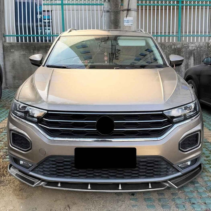 Car Craft Compatible With Volkswagen Vw T-roc Troc 2018-2022 Front Bumper Lip Splitter Skirts Zst-1523 Cf Carbon Fiber Look CC-10008 - CAR CRAFT INDIA