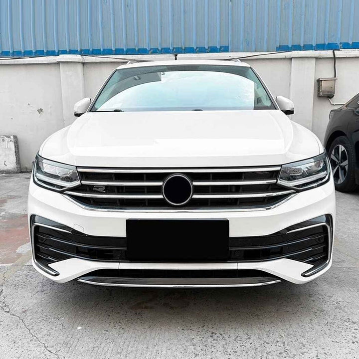 Car Craft Compatible With Vw Volkswagen Tiguan Mk2.5 2021-2023 Car Headlight Eyelid Lamp Eyebrow Skirts Splitter Zst-1235 Cf Carbon Fiber Look - CAR CRAFT INDIA