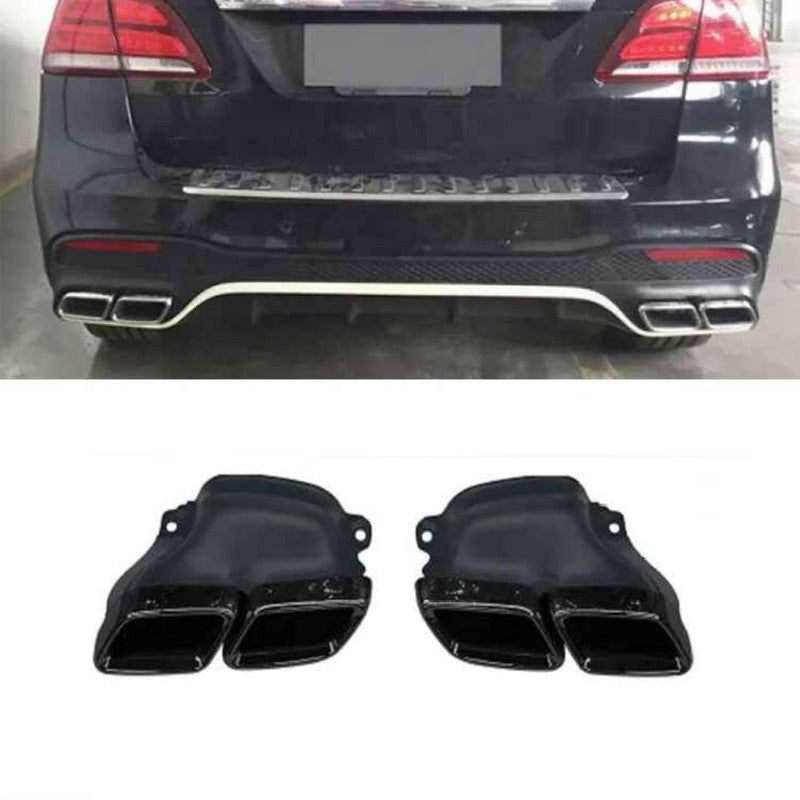 Car Craft Compatible With Mercedes Benz Gle W166 2016-2019 Amg Rear Bumper Upgrade Convert To Gle63 Amg Exhaust Tip Pipe Dual Black Gc