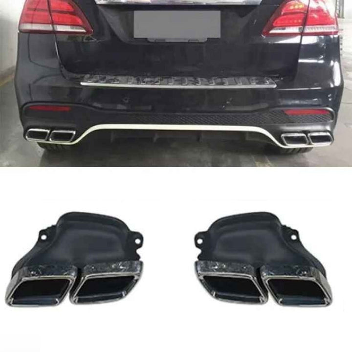 Car Craft Compatible With Mercedes Benz Gle W166 2016-2019 Amg Rear Bumper Upgrade Convert To Gle63 Amg Exhaust Tip Pipe Dual Silver Chrome Gc