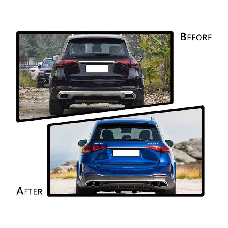 Car Craft Compatible With Mercedes Benz Gle W167 2019-2024 Upgrade Convert To Gle63 Amg Bodykit Rear After Bumper Diffuser Exhaust Pipe Tip Black Round Gc W167-016 Bl