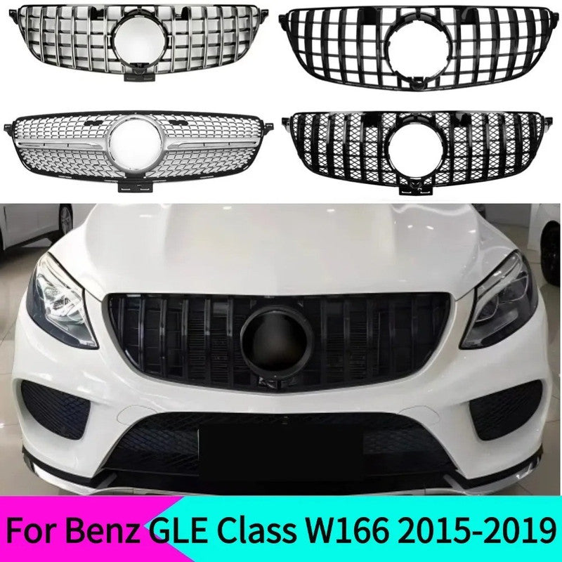 Car Craft Compatible With Mercedes Benz Gle W166 2016-2019 Upgrade Front Bumper Amg Show Grill Gtr Black Gc CC-9603