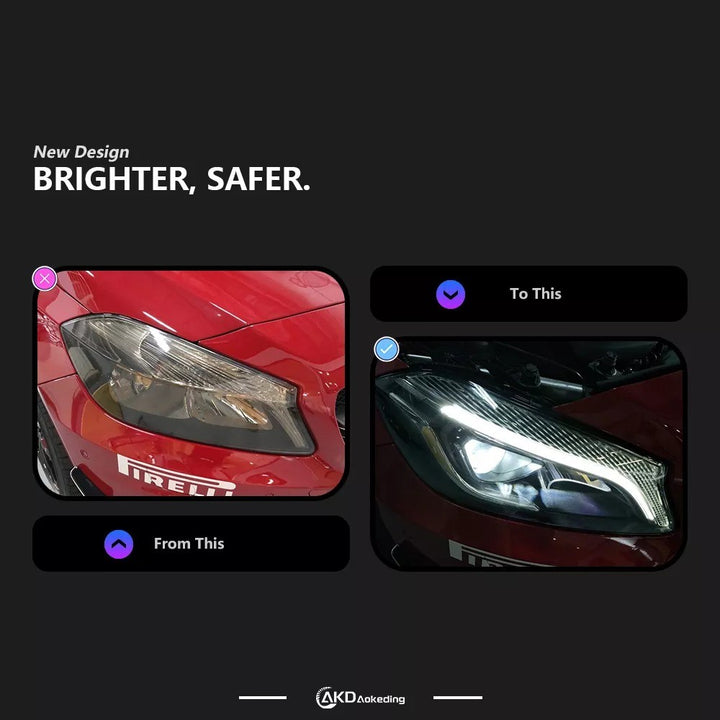Car Craft Compatible With Mercedes Benz A Class W176 2013-2018 Car Front Upgraded Head Light Lamp Xenon Headlight Retrofit Upgrade Modified Led Drl Hid Laser Style