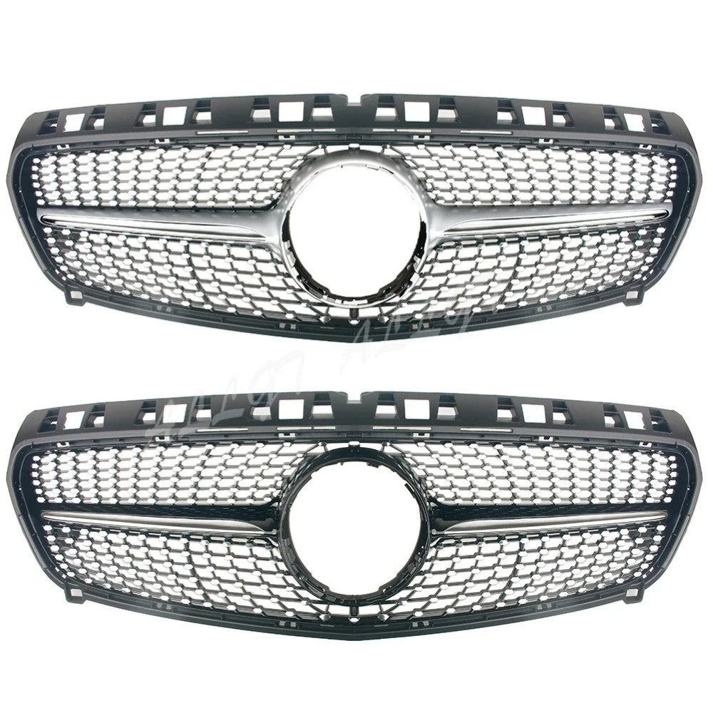 Car Craft Compatible With Mercedes Benz A Class W176 2012-2016 Front Bumper AMG Show Grill Diamond Silver CC-1699