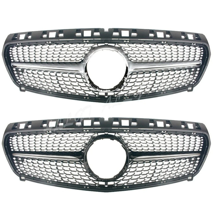 Car Craft Compatible With Mercedes Benz A Class W176 2012-2016 Front Bumper AMG Show Grill Diamond Silver CC-1699