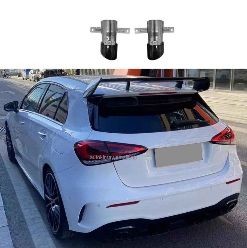 Car Craft Compatible With Mercedes Benz A Class W177 2018-2024 Rear Bumper Upgrade Convert To Amg Amg45 Exhaust Tip Pipe Single Black W177-012