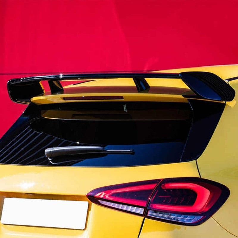 Car Craft Compatible With Mercedes Benz A Class W177 2019+ Hatchback Amg Rear Trunk Boot Roof Wing Lip Spoiler Splitter Skirts Carbon Fiber Look