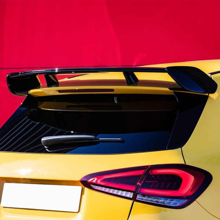 Car Craft Compatible With Mercedes Benz A Class W177 2019+ Hatchback Amg Rear Trunk Boot Roof Wing Lip Spoiler Splitter Skirts Carbon Fiber Look