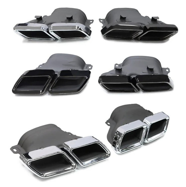 Car Craft Compatible With Mercedes Benz C Class W205 C205 Coupe 2015-2021 Rear Bumper Upgrade Convert To Amg Amg C63 Exhaust Tip Pipe Dual Black Gc W205-022