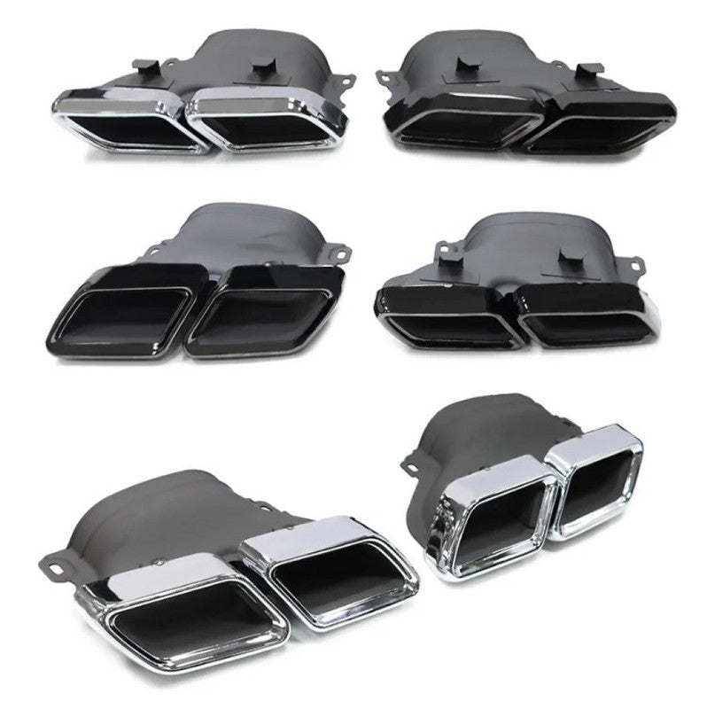 Car Craft Compatible With Mercedes Benz C Class W205 C205 Coupe 2015-2021 Rear Bumper Upgrade Convert To Amg Amg C63 Exhaust Tip Pipe Dual Chrome Silver Gc W205-021