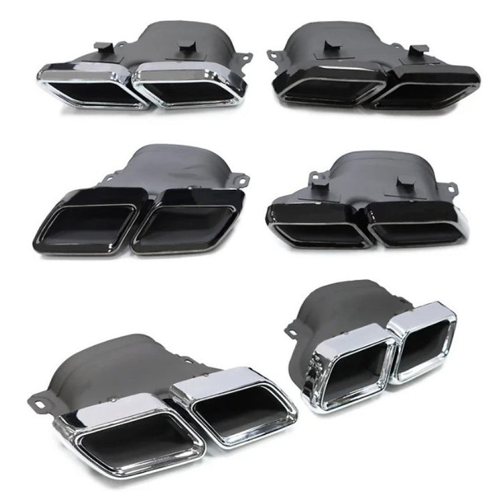 Car Craft Compatible With Mercedes Benz C Class W205 C205 Coupe 2015-2021 Rear Bumper Upgrade Convert To Amg Amg C63 Exhaust Tip Pipe Dual Chrome Silver Gc W205-021