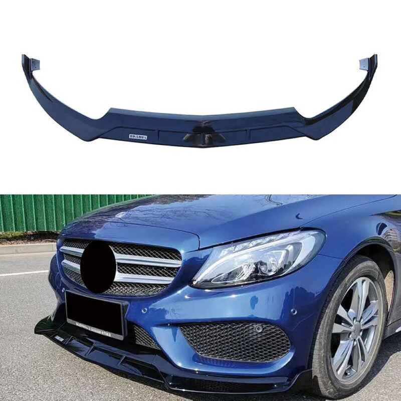 Car Craft Compatible With Mercedes Benz C Class W205 C205 Coupe 2015-2021 Classic Standard Front Bumper Lip Splitter Skirts Brabus Style Glossy Black GC
