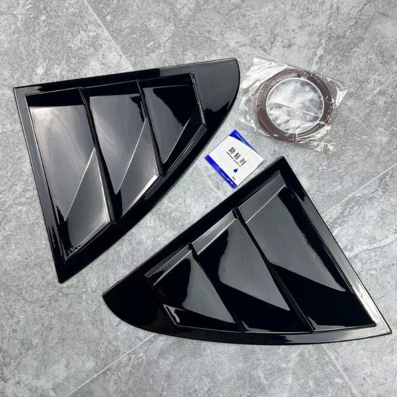 Car Craft Compatible With Mercedes Benz C Class W205 2015-2021 Car Rear Window Shutter Cover Louver Side Vent Trim Triangle Carbon Fiber Look