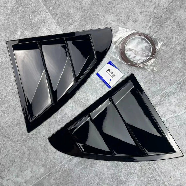 Car Craft Compatible With Mercedes Benz C Class W205 2015-2021 Car Rear Window Shutter Cover Louver Side Vent Trim Triangle Glossy Black - CAR CRAFT INDIA
