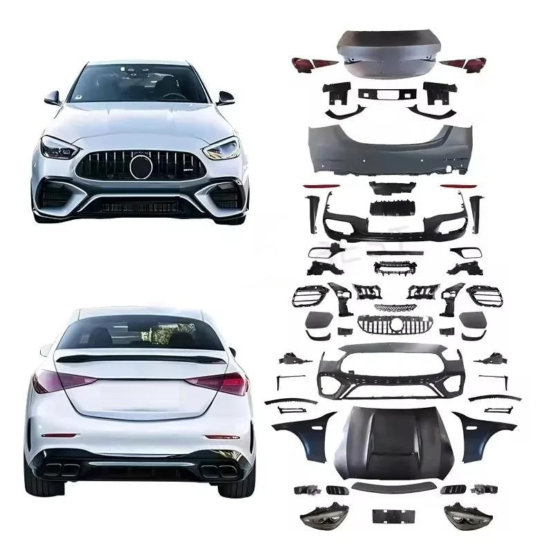 Car Craft Compatible With Mercedes Benz C Class W205 2015-2022 To W206 C63 2023 Amg Upgrade Facelift Conversion Bodykit Bumper Hood Headlight Taillight CC-6431