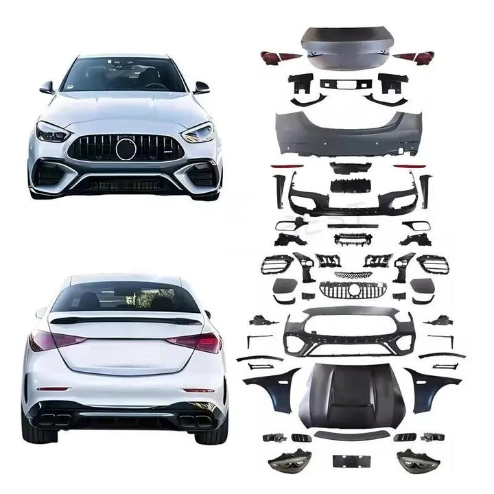 Car Craft Compatible With Mercedes Benz C Class W205 2015-2022 To W206 C63 2023 Amg Upgrade Facelift Conversion Bodykit Bumper Hood Headlight Taillight CC-6431