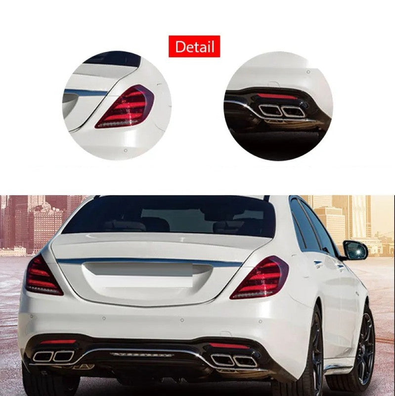 Car Craft Compatible With Mercedes Benz S Class W222 Lci 2018-2020 Upgrade Convert To S Class S63amg Amg63 S63 Amg Front Rear Bumper Bodykit Diffuser Exhaust Pipe Tip Grill Skirt Splitter Trim Gc W222-007, 009