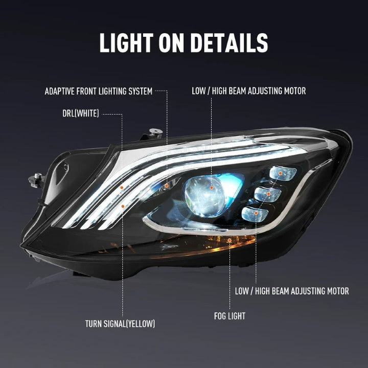 Car Craft Compatible With Mercedes Benz S Class W222 2014-2019 Car Front Upgraded Head Light Lamp Xenon Headlight Retrofit Upgrade Modified Led Drl Hid Light Maybach Style Shy - CAR CRAFT INDIA