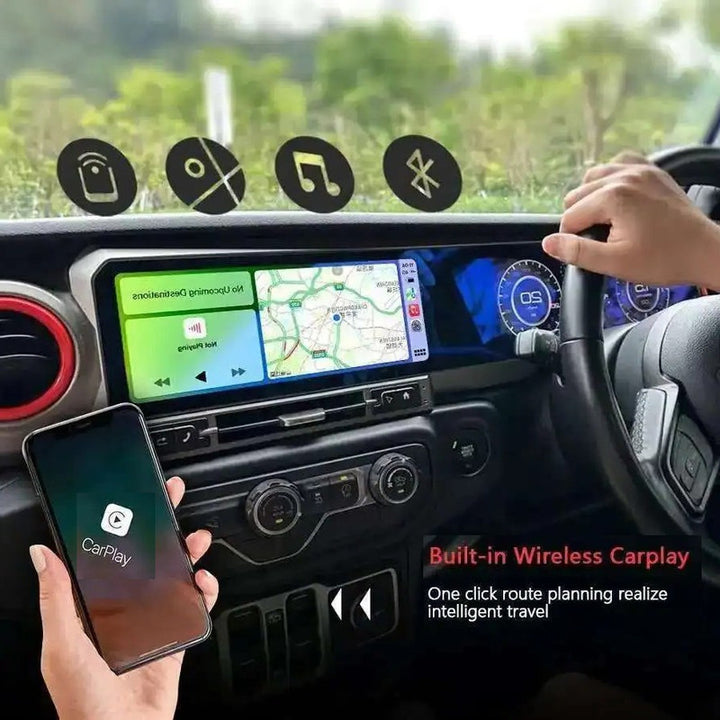Car Craft Compatible With Jeep Wrangler Rubecorn 2018-2022 Digital Android Multimedia Infotainment Player Cluster Speedomeeter With Carplay 4gb+64gb Dual Screen Black