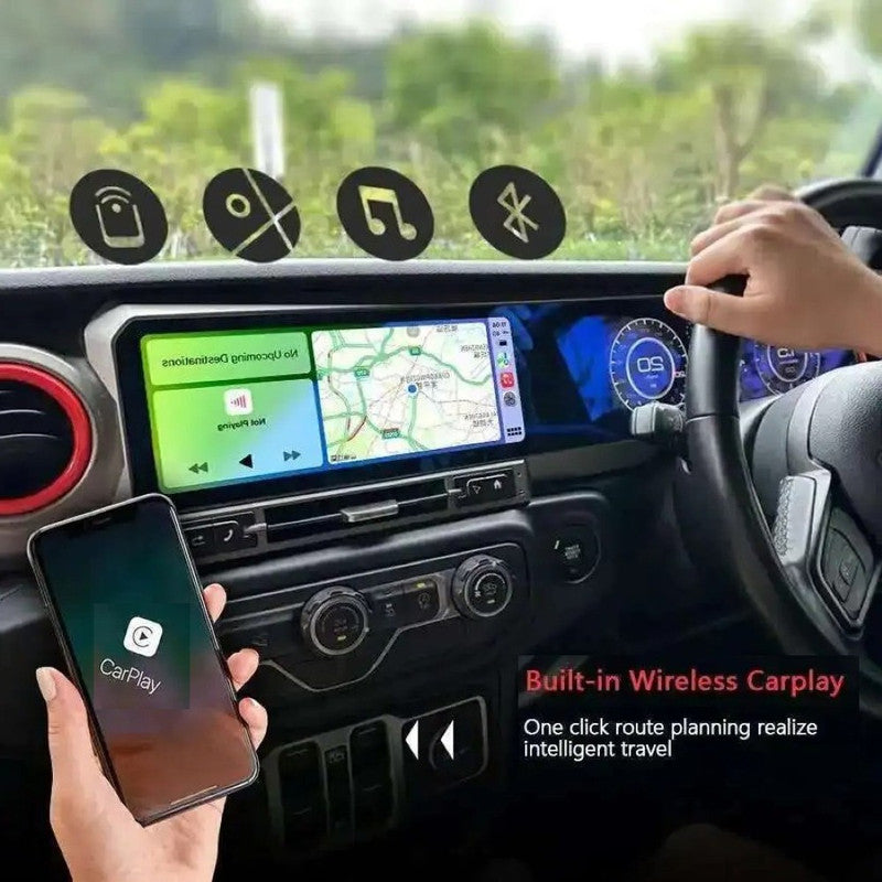 Car Craft Compatible With Jeep Wrangler Rubecorn 2018-2022 Digital Android Multimedia Infotainment Player Cluster Speedomeeter With Carplay 4gb+64gb Dual Screen Red