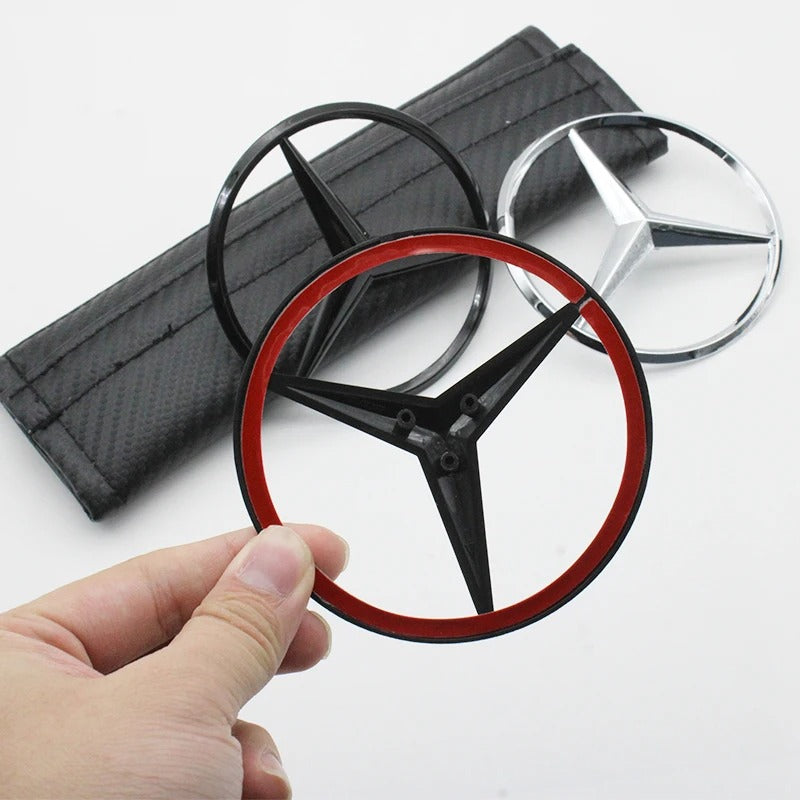 Car Craft Compatible With Mercedes A B C E S Class Ml Gl Gle Gls Cla Gla Glc Slk Grill Letter Logo Badge Emblem Sticker Rear Trunk Logo 90mm Matt Black