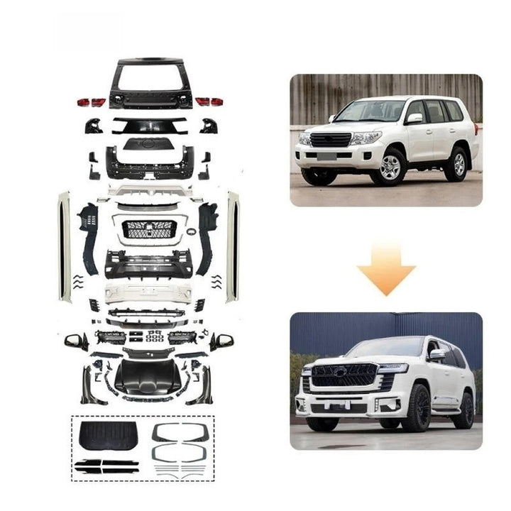 Car Craft Compatible With Toyota Land Cruiser Lc200 2008-2020 Upgrade Facelift Convert To Lc300 2022 Wald Style Bodytkit Front Rear Bumper Hood Fender Trunk Headlight Taillight Mirror Side Step Trim Grill Skirt Splitter Cut Version 1:1 F176b
