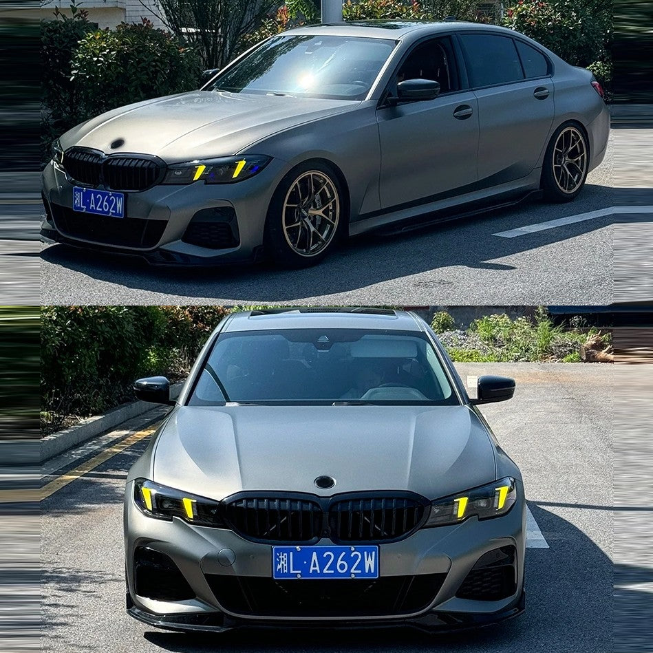 Car Craft Compatible With Bmw 3 Series G20 Lci 2023-2025 Car Front Upgraded Head Light Lamp Xenon Headlight Retrofit Upgrade Modified Led Drl Hid Snake Style With Yelllow Drl