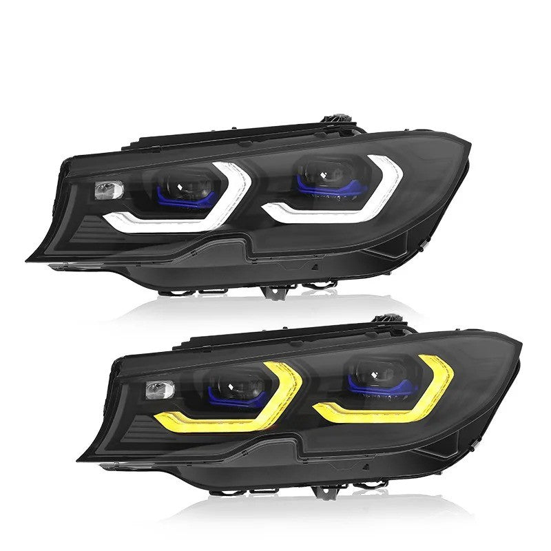 Car Craft Compatible With Bmw 3 Series G20 2019-2022 Car Front Upgraded Head Light Lamp Xenon Headlight Retrofit Upgrade Modified Led Drl Hid G80 Style With Yelllow Drl