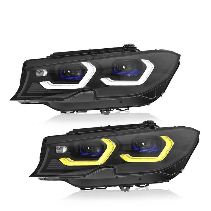 Car Craft Compatible With Bmw 3 Series G20 2019-2022 Car Front Upgraded Head Light Lamp Xenon Headlight Retrofit Upgrade Modified Led Drl Hid G80 Style With Yelllow Drl