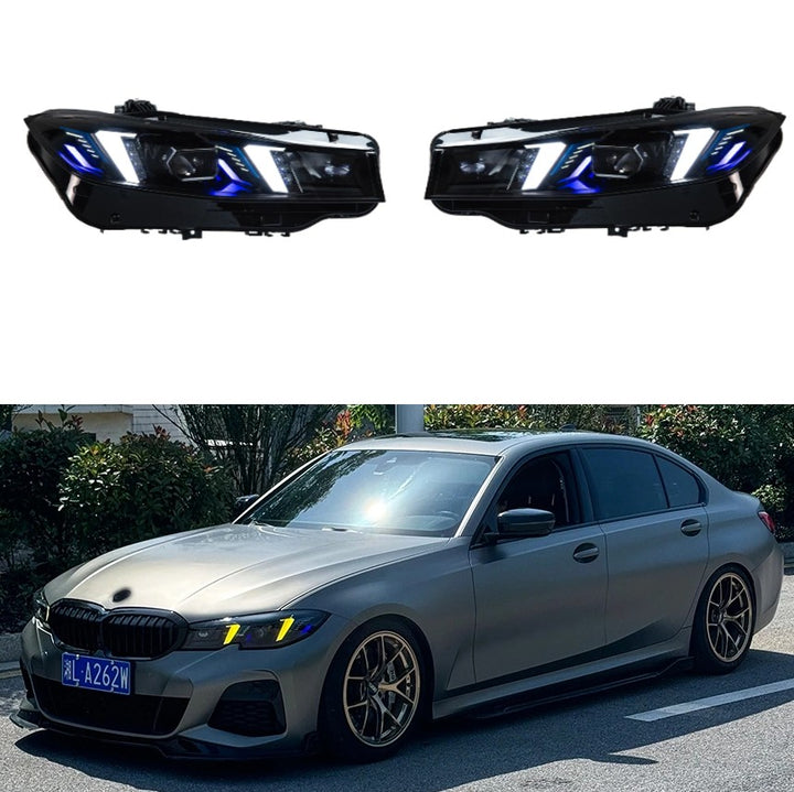 Car Craft Compatible With Bmw 3 Series G20 Lci 2023-2025 Car Front Upgraded Head Light Lamp Xenon Headlight Retrofit Upgrade Modified Led Drl Hid Snake Style With Yelllow Drl