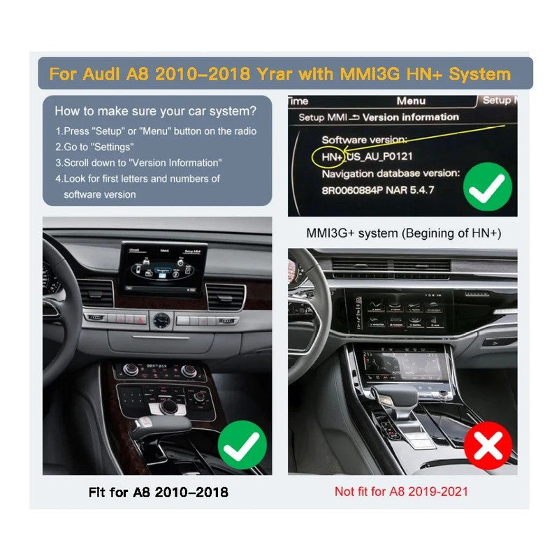 Car Craft Compatible With Audi A8 2010-2018 Upgrade To Wireless Apple Carplay Android Auto Adapter Carplay Box With Screeen Mirror Link Google Maps Mmi 3g A8 10 - CAR CRAFT INDIA