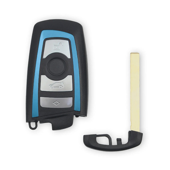 Car Craft Compatible With Bmw 1 2 3 4 5 6 7 X1 X3 X4 X5 X6 X7 Z4 Series Upgrade Key Cover Case To New Style Car Key Cover Shell With Blade 4 Button Blue Bm-ks-28