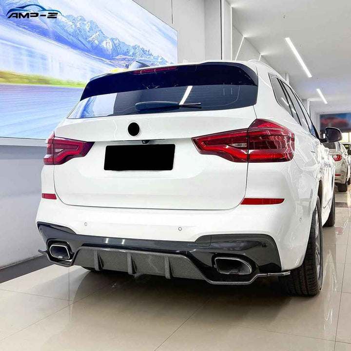 Car Craft Compatible With Bmw X3 G01 Pre-facelift M Sport 2018-2021 Rear Bumper After Lip Diffuser Trim Skirt Zst-1483 Cf Carbon Fiber Look