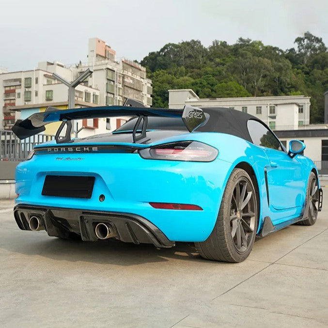 Car Craft Compatible With Porsche Boxter Cayman 718 989 997 998 981 911 Rear Trunk Wing Boot Tail Double Deck Wing Lip Gtr Spoiler Real Carbon Fiber - CAR CRAFT INDIA