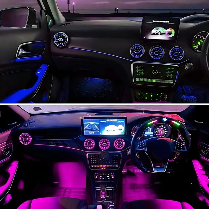 Car Craft Compatible With Mercedes Benz A Class W176 B Class W246 Cla W117 Gla W156 Class 2013-2018 Ambient Ambiance Led Light Vents Speaker Decorative Interior Kit Atmosphere Lamp Air Ac Vent Turbine Mp 22 In 1 Set