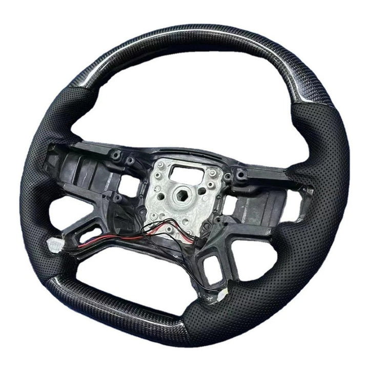 Car Craft Compatible With Land Range Rover Defender 90 110 130 2020-2026 Upgrade Steering Wheel Full Carbon Fiber And Leather Cut D Style - CAR CRAFT INDIA
