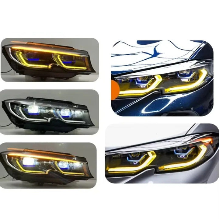 Car Craft Compatible With Bmw 3 Series G20 2019-2022 Car Front Upgraded Head Light Lamp Xenon Headlight Retrofit Upgrade Modified Led Drl Hid Laser Style With Yelllow Drl