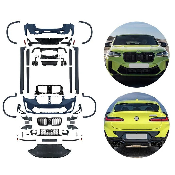 Car Craft Compatible With Bmw X4 G02 2018-2021 Upgrade Convert To M Sport M Performance X4m Lci 2022+ Style Bodykit Body Kit Front Rear Bumper Splitter Grill Lip Diffuser Exhaust Pipe Tip Wheel Arch Trim Cover Gc G02 008