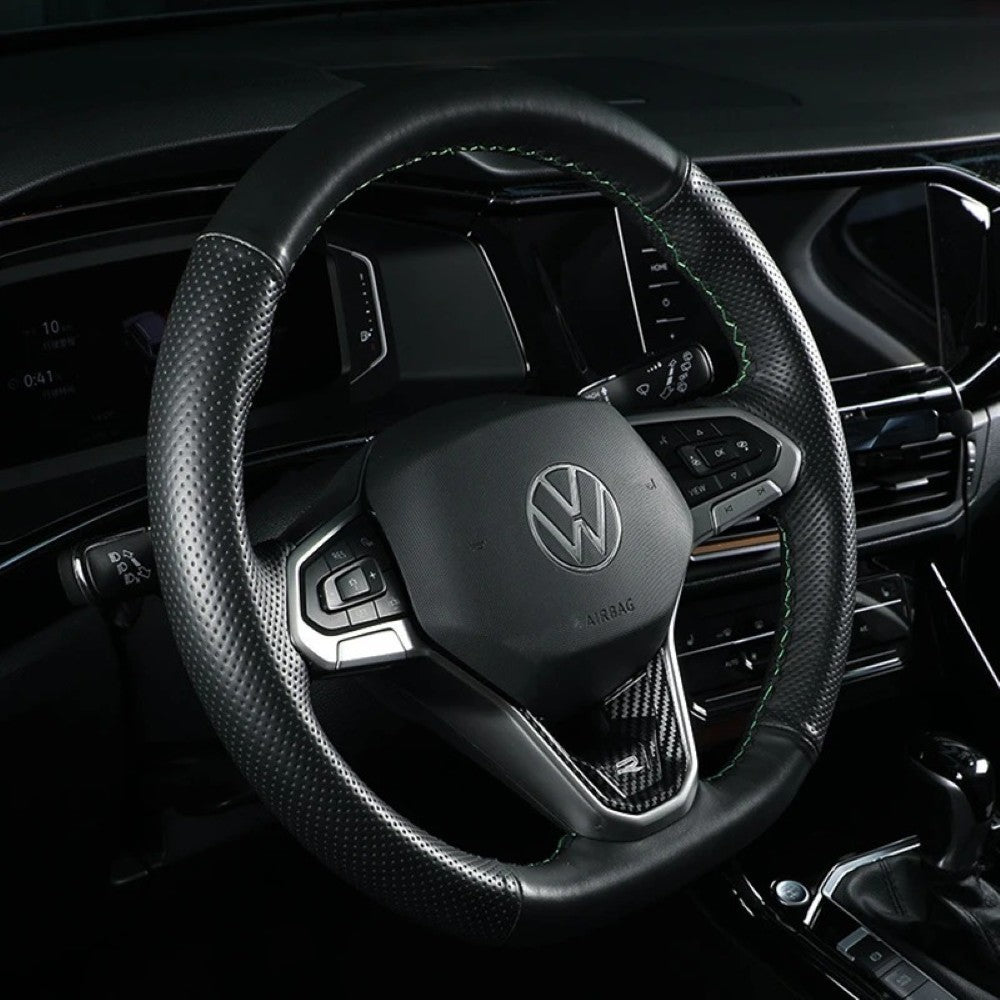 Car Craft Compatible With Volkswagen Virtus Arteon Golf 8 Vw Id.3 Passat B8 T-cross Tiguan Touareg Vw T6 Steering Wheel Trim Badge Logo R Line Red CC-3247 - CAR CRAFT INDIA