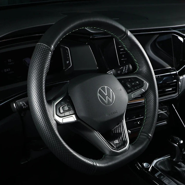 Car Craft Compatible With Volkswagen Virtus Arteon Golf 8 Vw Id.3 Passat B8 T-cross Tiguan Touareg Vw T6 Steering Wheel Trim Badge Logo R Line Red CC-3247 - CAR CRAFT INDIA