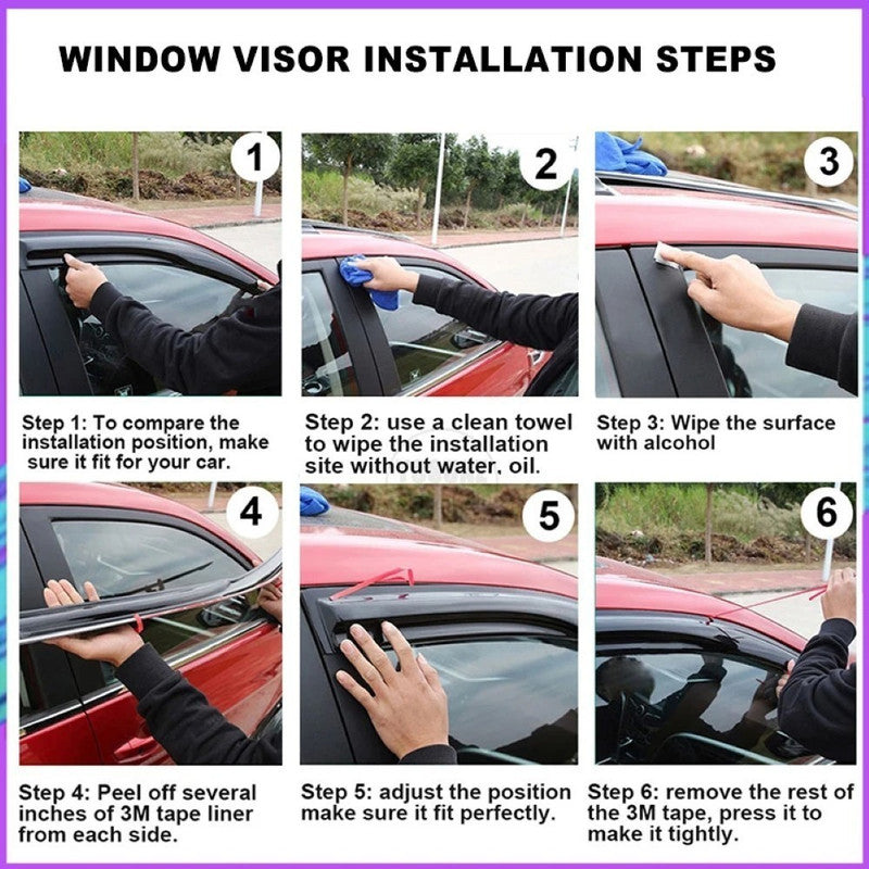 Car Craft Compatible With Audi A3 2021+ Rain Shine Side Window Wind Deflectors Rain Sun Guard Door Visor Doorvisor Deflector Visor Shades Ventvisor Strip Usa CC-7641 - CAR CRAFT INDIA