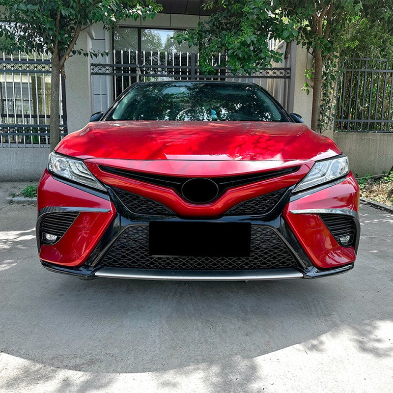 Car Craft Compatible With Toyota Camry 2018+2024 Front Bumper Fog Splitter Skirst Canard Flag Carbon Fiber Look Zst-451 Cf USA