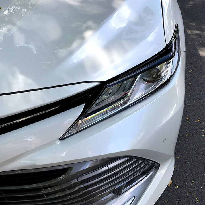 Car Craft Compatible With Toyota Camry 2018+2024 Front Bumper Headlight Light Eyebrows Eyelid Splitter Skirst Canard Carbon Fiber Look Zst-132 Cf USA