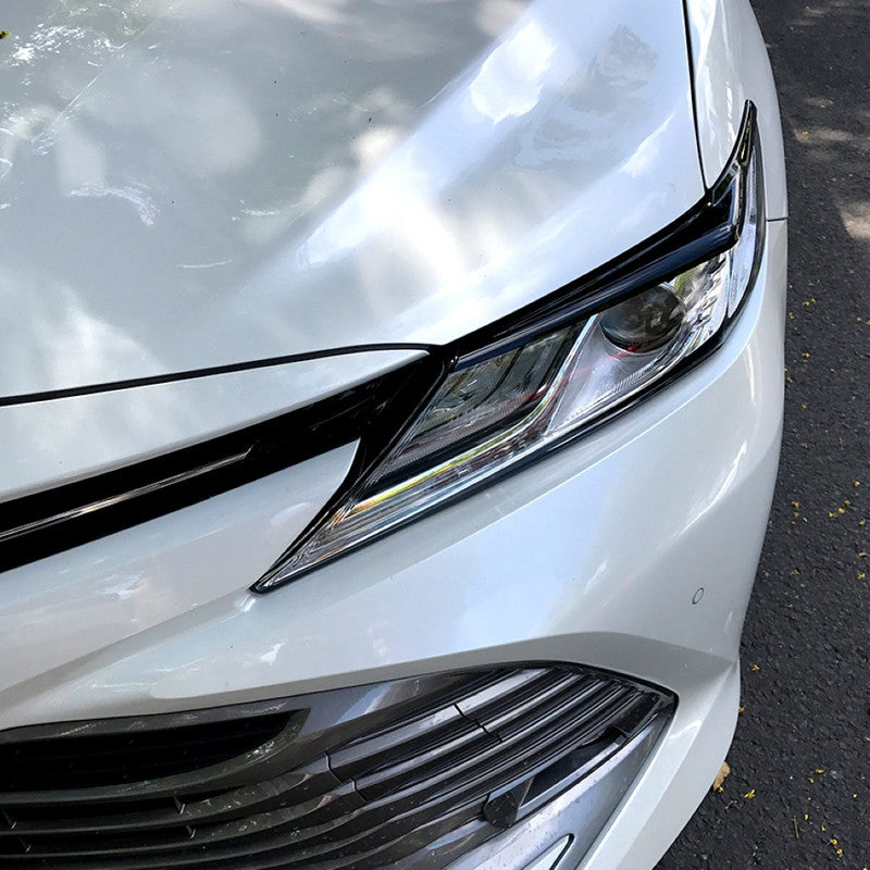 Car Craft Compatible With Toyota Camry 2018+2024 Front Bumper Headlight Light Eyebrows Eyelid Splitter Skirst Canard Glossy Black Zst-132 Gb