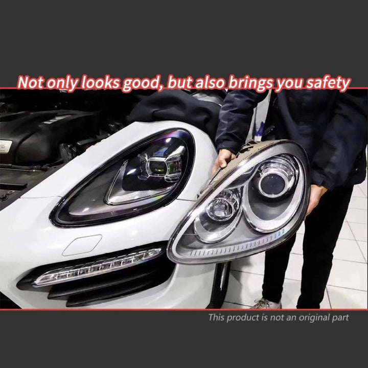 Car Craft Compatible With Porsche Cayenne 2011-2014 Car Front Upgraded Head Light Lamp Xenon Headlight Retrofit Upgrade Matrix Modified Led Drl Hid A