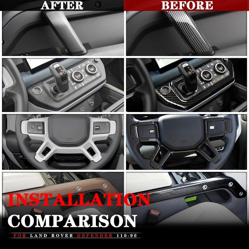 Car Craft Compatible With Range Land Rover Defender 90 110 L663 Lr129997 2020+ Car Interior Trim Set Center Console Aremest Panel Side Trim Strips Steering Cover Piano Black - CAR CRAFT INDIA