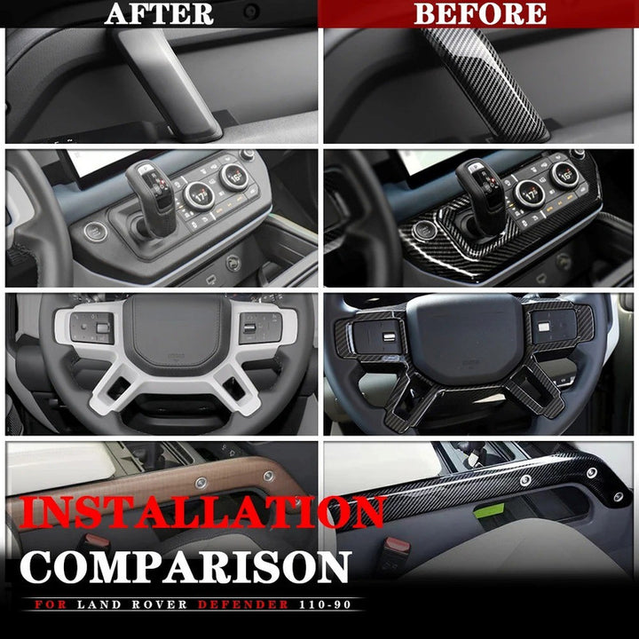 Car Craft Compatible With Range Land Rover Defender 90 110 L663 Lr129997 2020+ Car Interior Trim Set Center Console Aremest Panel Side Trim Strips Steering Cover Piano Black - CAR CRAFT INDIA