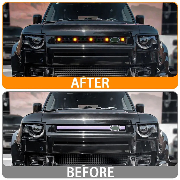 Car Craft Compatible With Range Land Rover Defender 90 110 130 2020+ Front Bumper Show Led Grille With Light Octa Style White