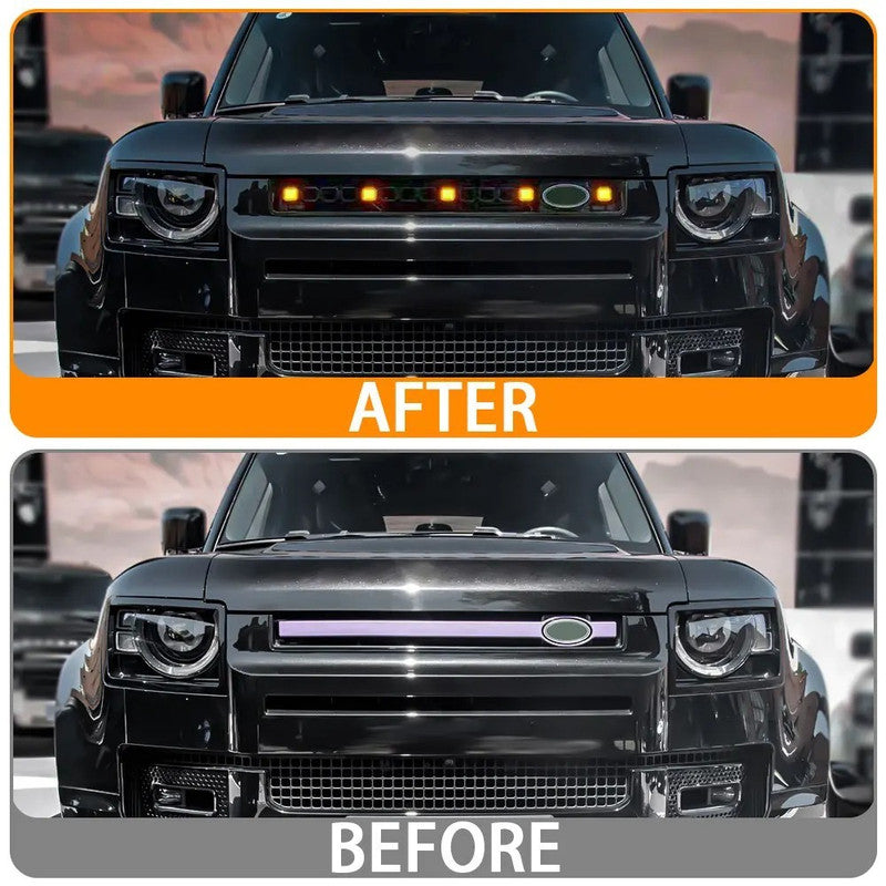 Car Craft Compatible With Range Land Rover Defender 90 110 130 2020+ Front Bumper Show Led Grille With Light Octa Style Yellow